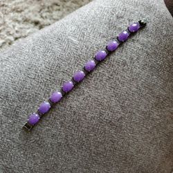 .925 Silver Amethyst Large Bracelet