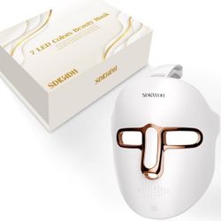 Red Light Therapy Mask for Face, Led Face Mask Light Therapy, 7 Colors LED Facial Skin Care at Home, Gold