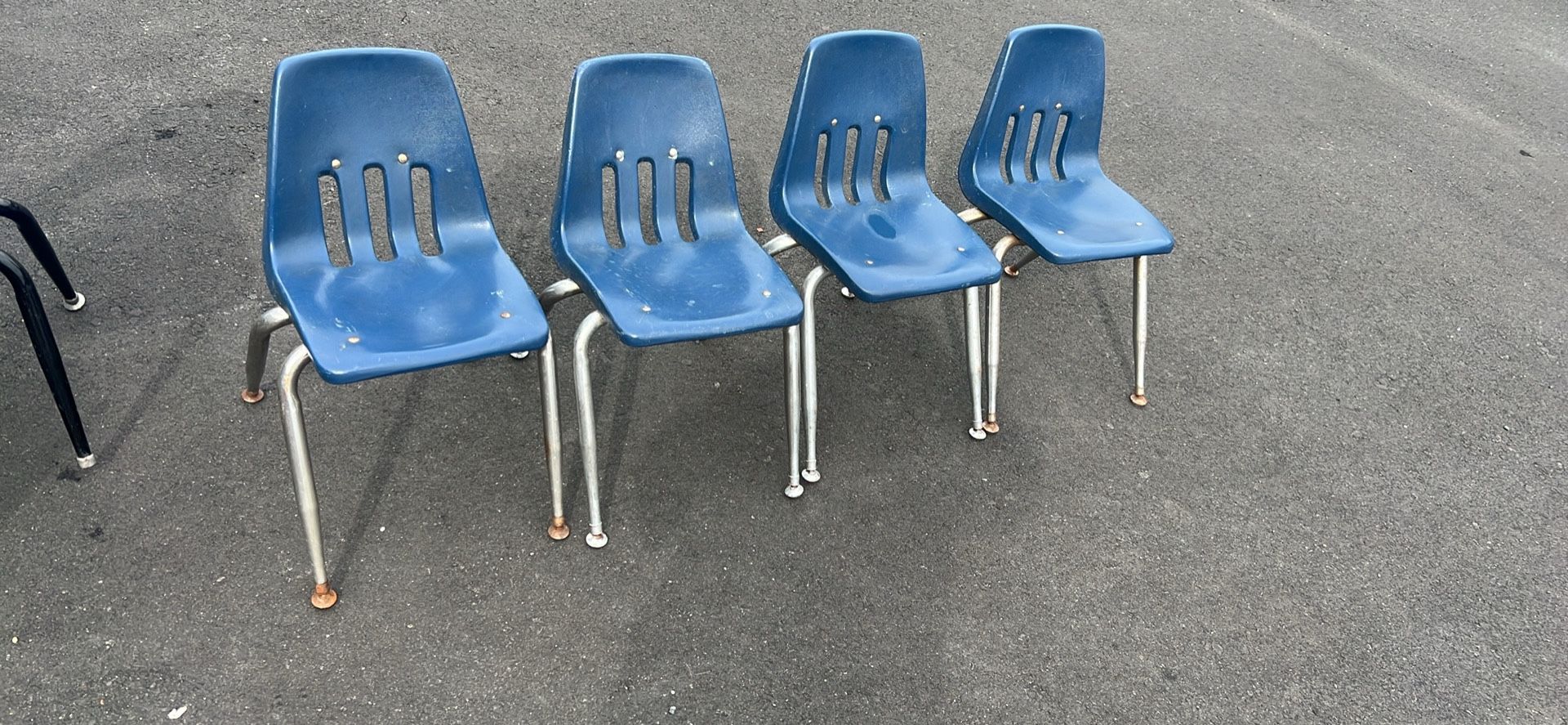 4 Plastic And Metal Kids Chairs 14 Inch High