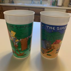 Vintage “THE SIMPSONS” 32oz Drink Cups-1990 Burger King Promotion 