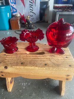 Ruby Red Glass Decorative Vessels Set of 3