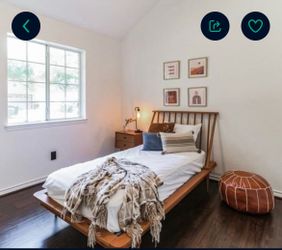 Wooden Twin bedroom set with mattress and nightstand.