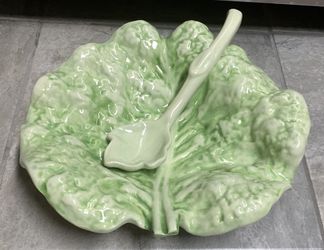 Vintage Cabbage/Leaf Bowl with Ladle