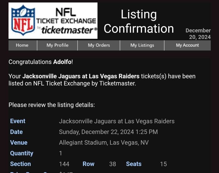 Raider Game Tickets Verified Psl Holder $200