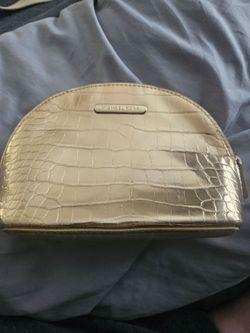 Michael Kors Gold Croc-Embossed Cosmetic Bag