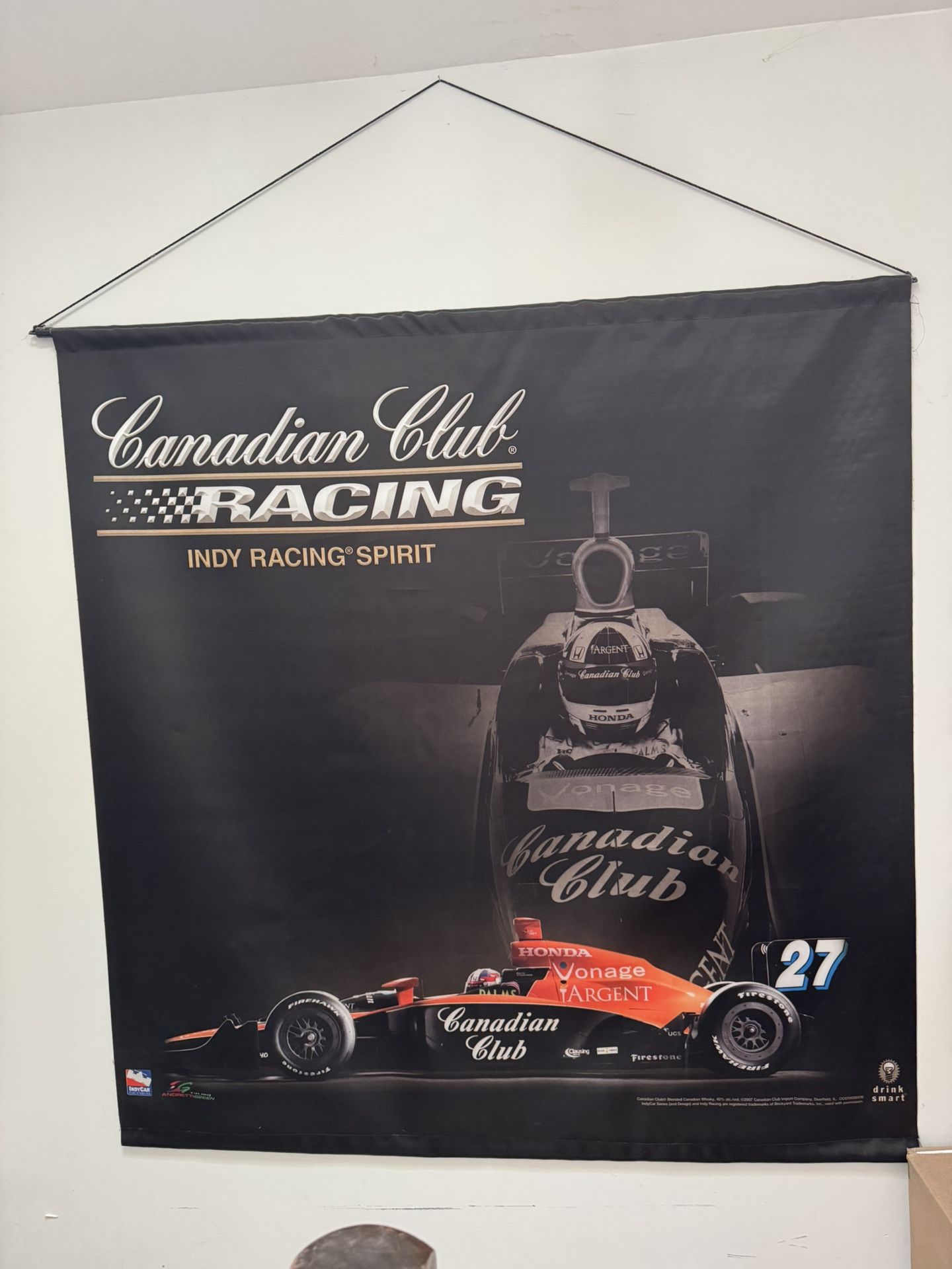 Dario franchitti Canadian Club #27 Large Wall Fabric Wall Hanging Indy Car Indy 500