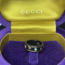 Authentic Gucci 18K Gold Icon Ring w/ Gemstones – Size 6 – Box Included