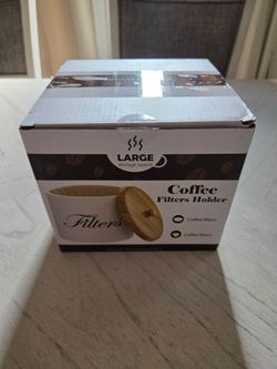 Cortnk Wooden Coffee Filter Holder with Lid, Brown Rustic Decor