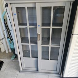 Book Shelf, Cabinet 32 Width  X 51 X 13 Depth Height With Sliding Doors