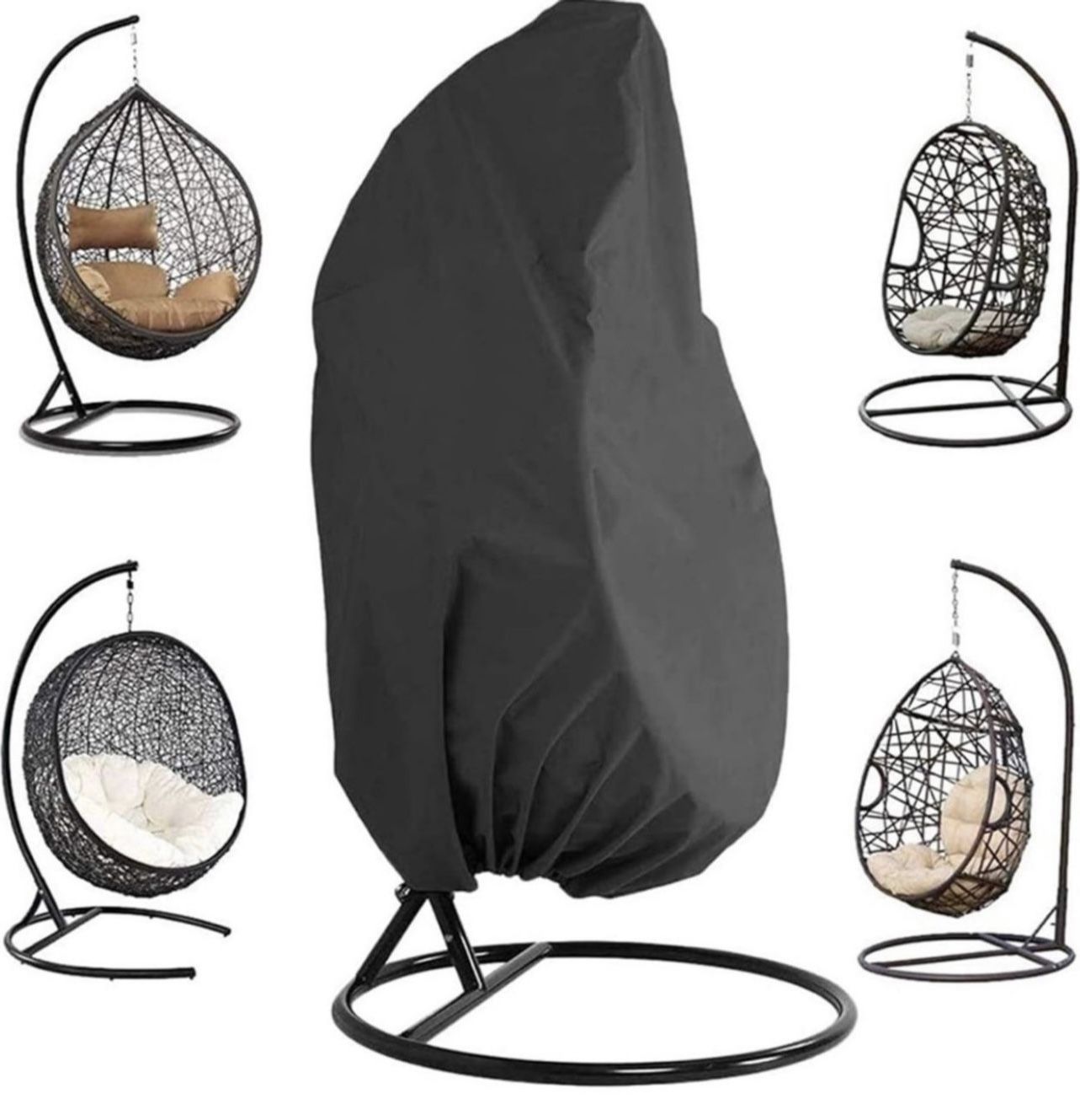 Hanging Chair Cover for Swinging Egg Chair/Pod Chair/Swingasan-Outdoor Patio Hanging Wicker Swing Chair Cover with Zipper Waterproof All Weather Prote