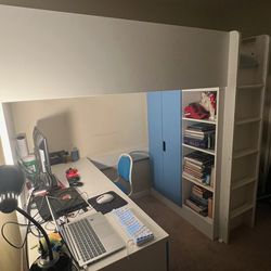 Twin Loft Bed With Wardrobe And Desk