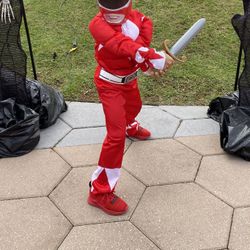 Red Power ranger Halloween Costume With Mask