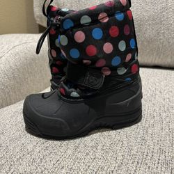 Toddler Girls Polka Dot Snow Boots Size 8