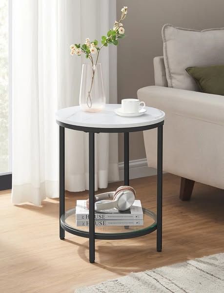 Faux Marble & Glass End Table
