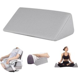 2-Pack Small Wedge Pillows – Memory Foam Support Cushions (24”x11”x7” - Gray)