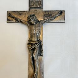 Vintage Heavy Metal Crucifix 12.75”L | Jesus On Cross | Religious Art | Religious Decor