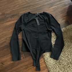 Bcbgeneration Long-Sleeve Bodysuit - Black NWT size L 
