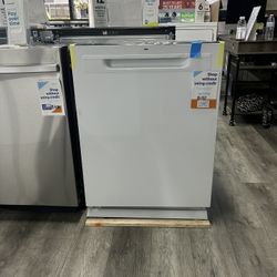 GE - 24” Wide All White Dishwasher Top Control 