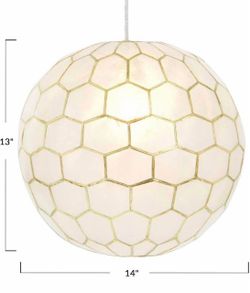 14" Capiz Honeycomb Globe Pendant Light