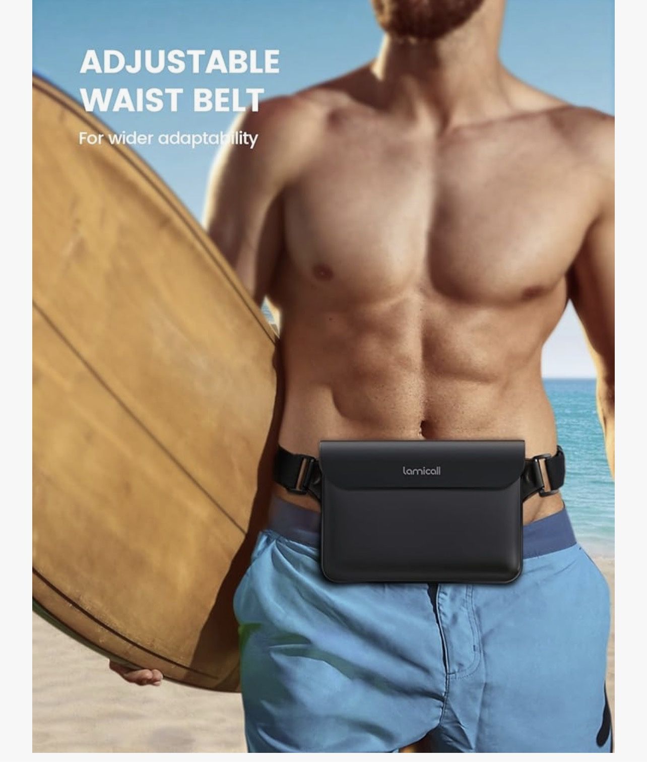 Waterproof Fanny Pack Pouch - [2Pack] [2025 Elastic Waist Strap] IPX8 Dry Bags Water Proof Pouch for Swimming, Beach, Kayaking, Cruise Ship Essentials