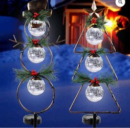 Solar Christmas Outdoor Stake Lights Set of 2