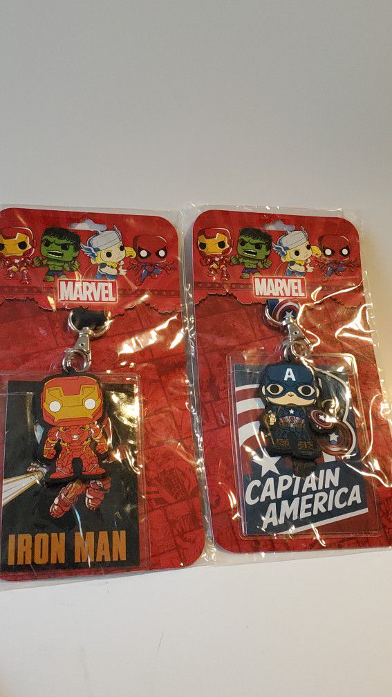 Marvel Ironman And Captain America Lanyard Badge