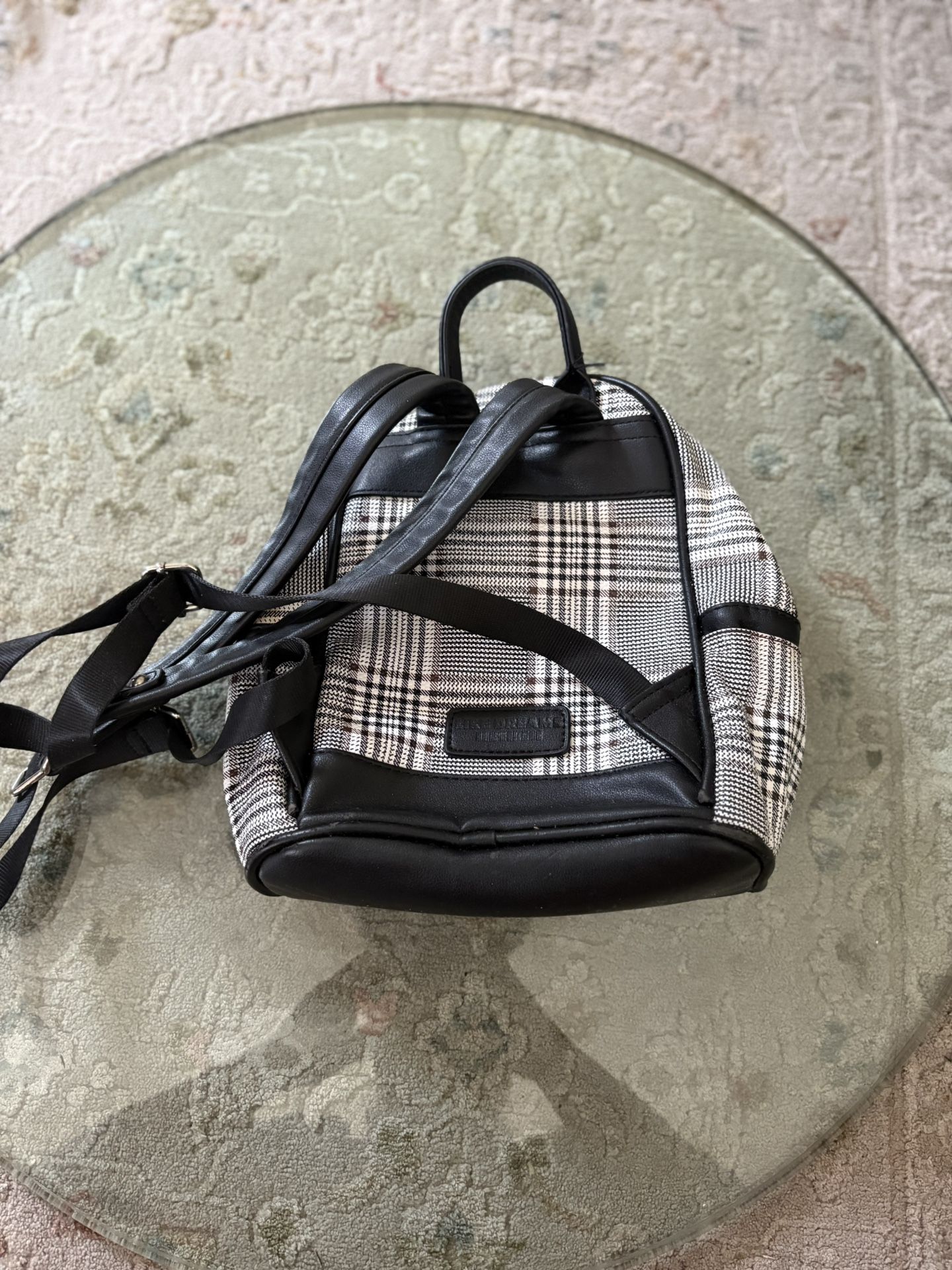 Plaid Mini Backpack with Black Faux Leather Trim – Chic & Versatile
