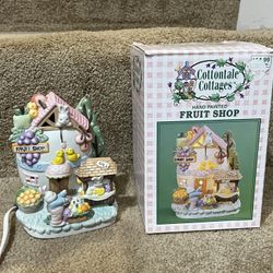 VTG COTTONTALE COTTAGES LIGHTED HANDPAINTED PORCELAIN FRUIT SHOP 1999 EASTER