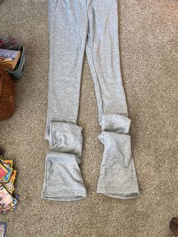 Stacked grey joggers