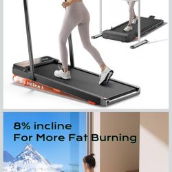 Walking Pad,Treadmill with Incline for Home Office, 2.5HP Portable Under Desk Treadmill with 265 Lbs Capacity,Remote Control, Led Display