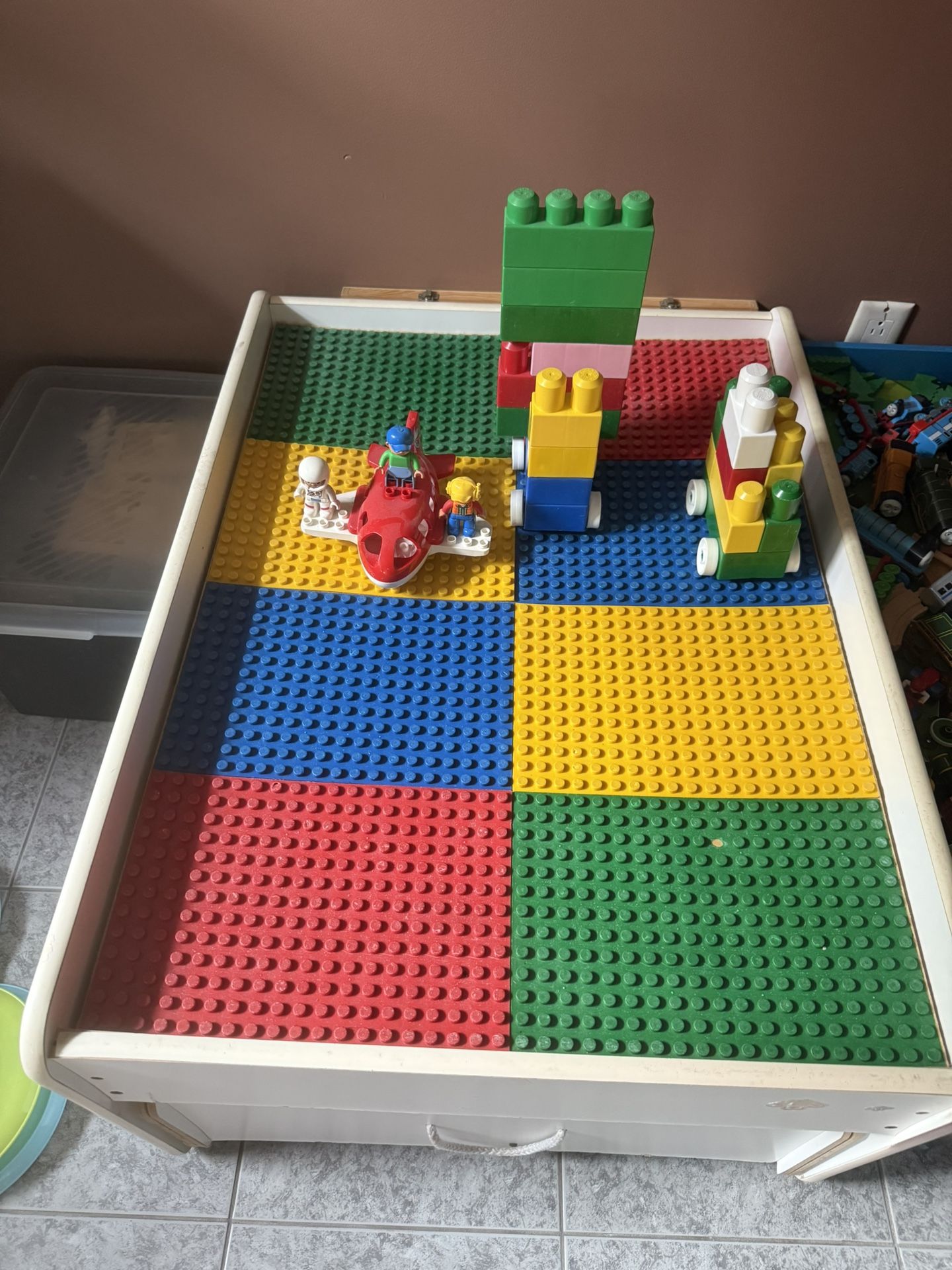 Kids White Lego Table with Legos