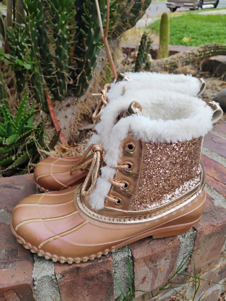 Sparkly Gold Rain Boots Sz 5 Adult