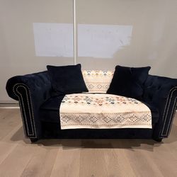 Gorgeous Blue Velvet Loveseat - Like New