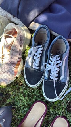 Blue and black suede vans