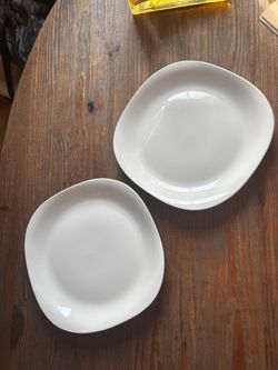 Large Ceramic Dinner Plates rounded square Set of 2