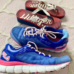 Bundle of FILA sneakers and Tommy H. flats size 6