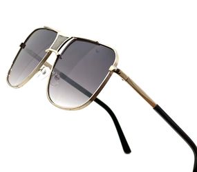 Aviator Sunglasses Oversized Gold Metal Square Frame UV400 Sun Protection Pilot Style 