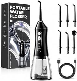 Water Flosser for Teeth Cleaning and Flossing, 5 Modes Rechargeable Cordless Oral Irrigator 320ml Water Tank Teeth Cleaner, IPX7 Waterproof Portable E