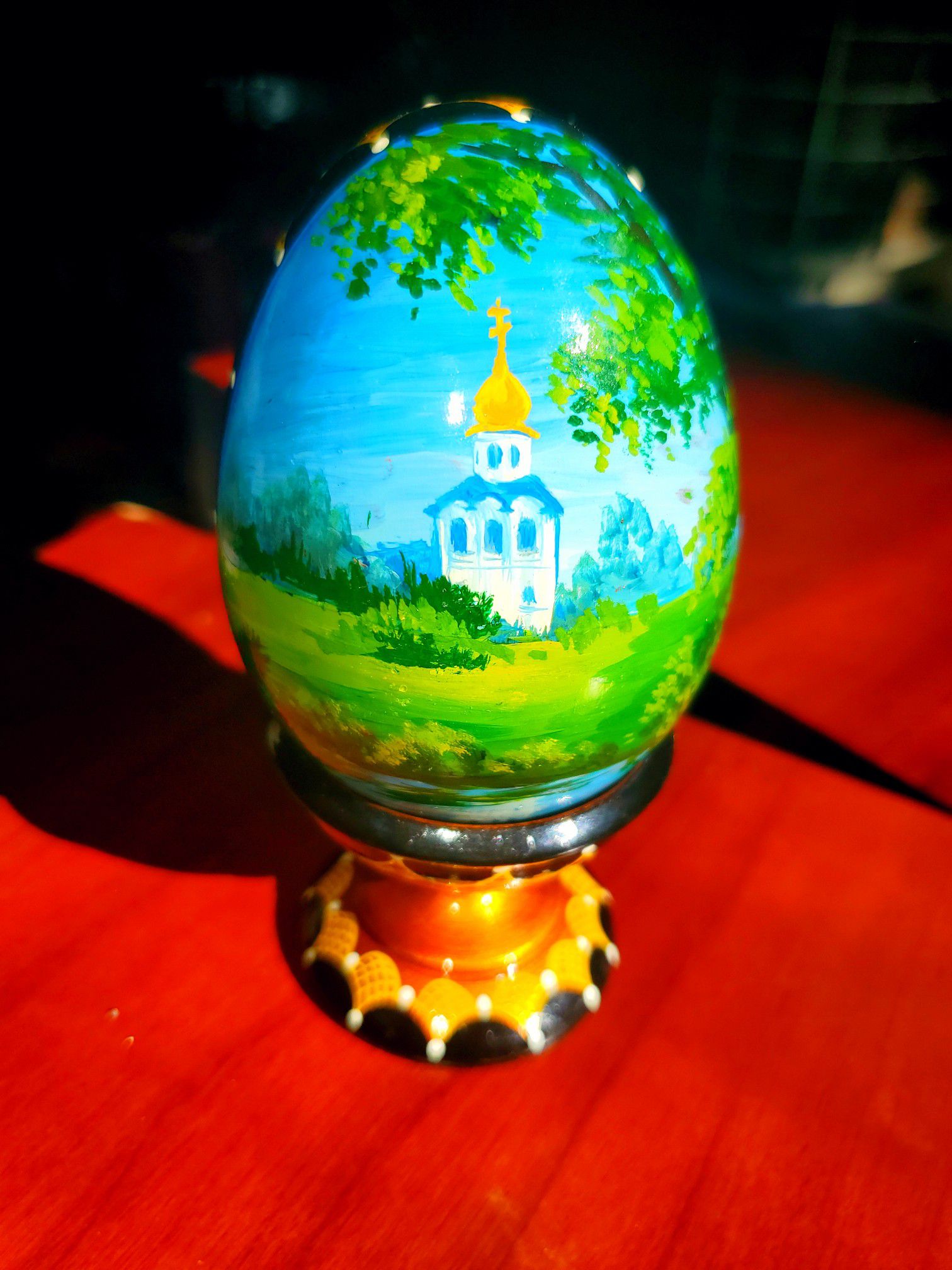 Vintage Handpainted Decorative Egg w/ Stand