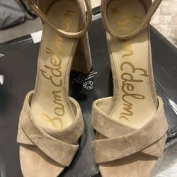 SAM EDELMAN Cream Suede Strappy Heels-sz7.5