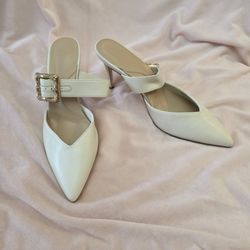 Cream Beige Mules Heels