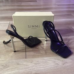 Black Heel With Gold Rhinestones - Size 7