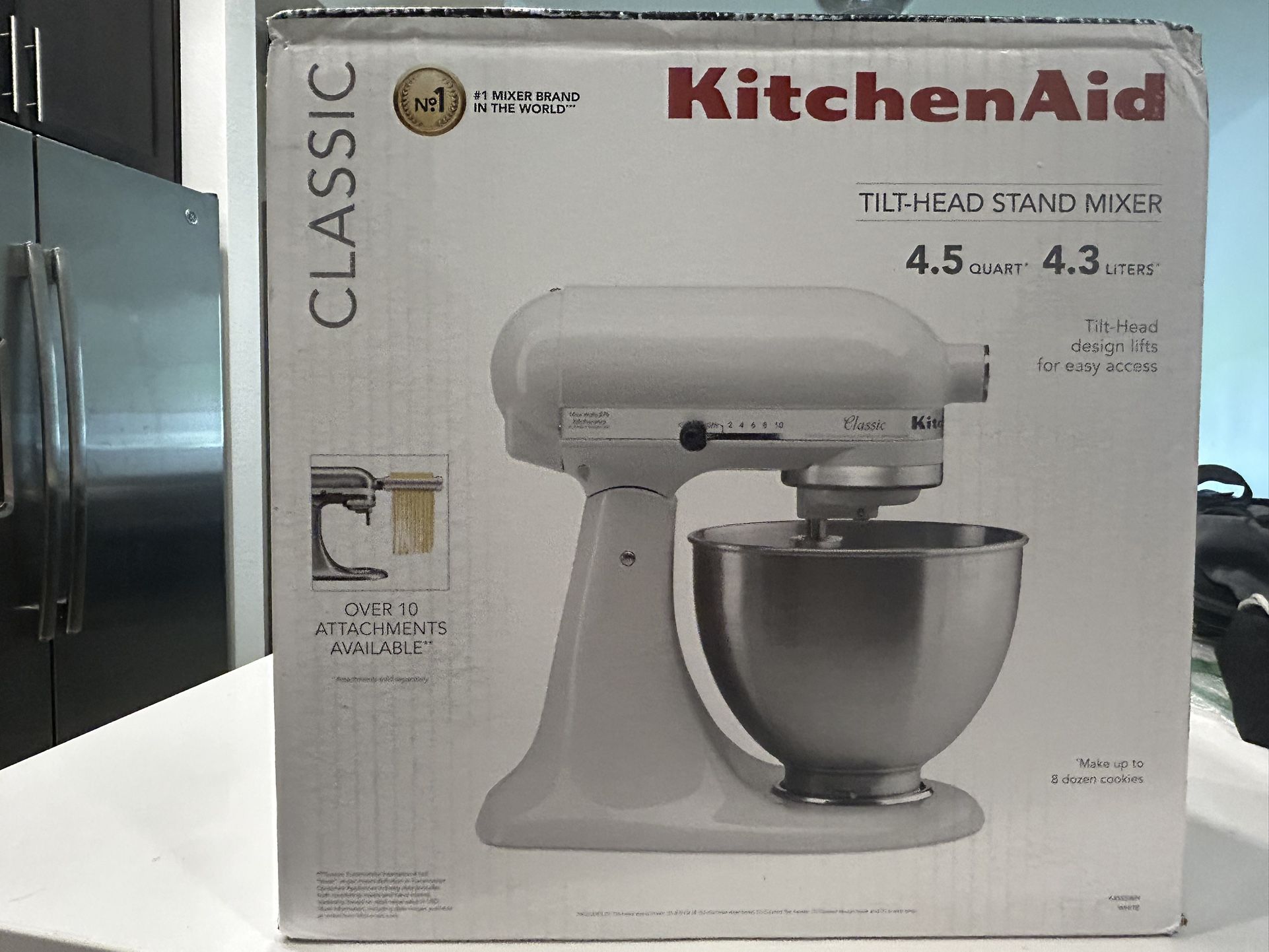 KitchenAid Classic 4.5qt Stand Mixer - White: 10 Speeds, Metal, Dishwasher-Safe, Includes Beater & Dough Hook