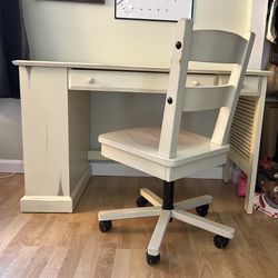 Pier 1 Imports Wood Desk And Matching Swivel Chair