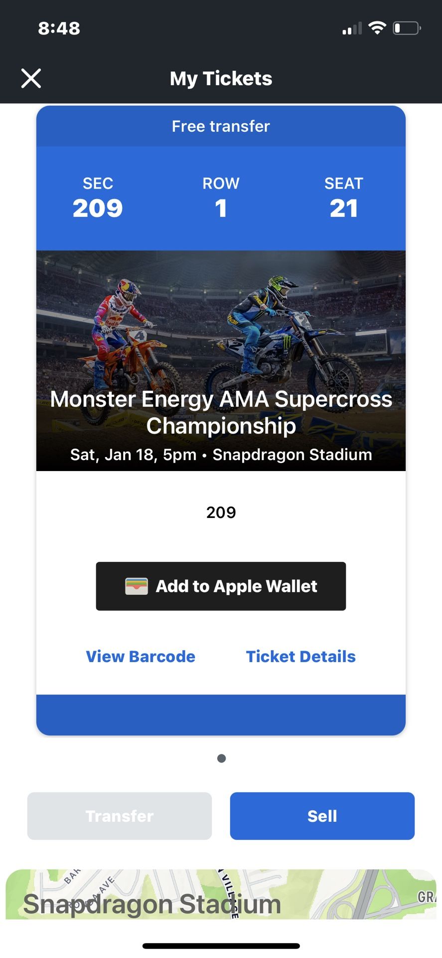 Supercross Ticket For Snapdragon 1/18