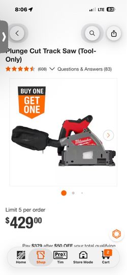 Milwaukee track saw with battery