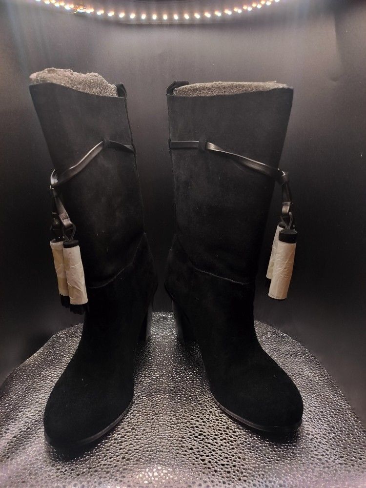 Very Volatile Kisa Belted Black Suede Heeled Boots