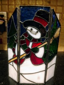 Vintage Stained Glass Folding Screen