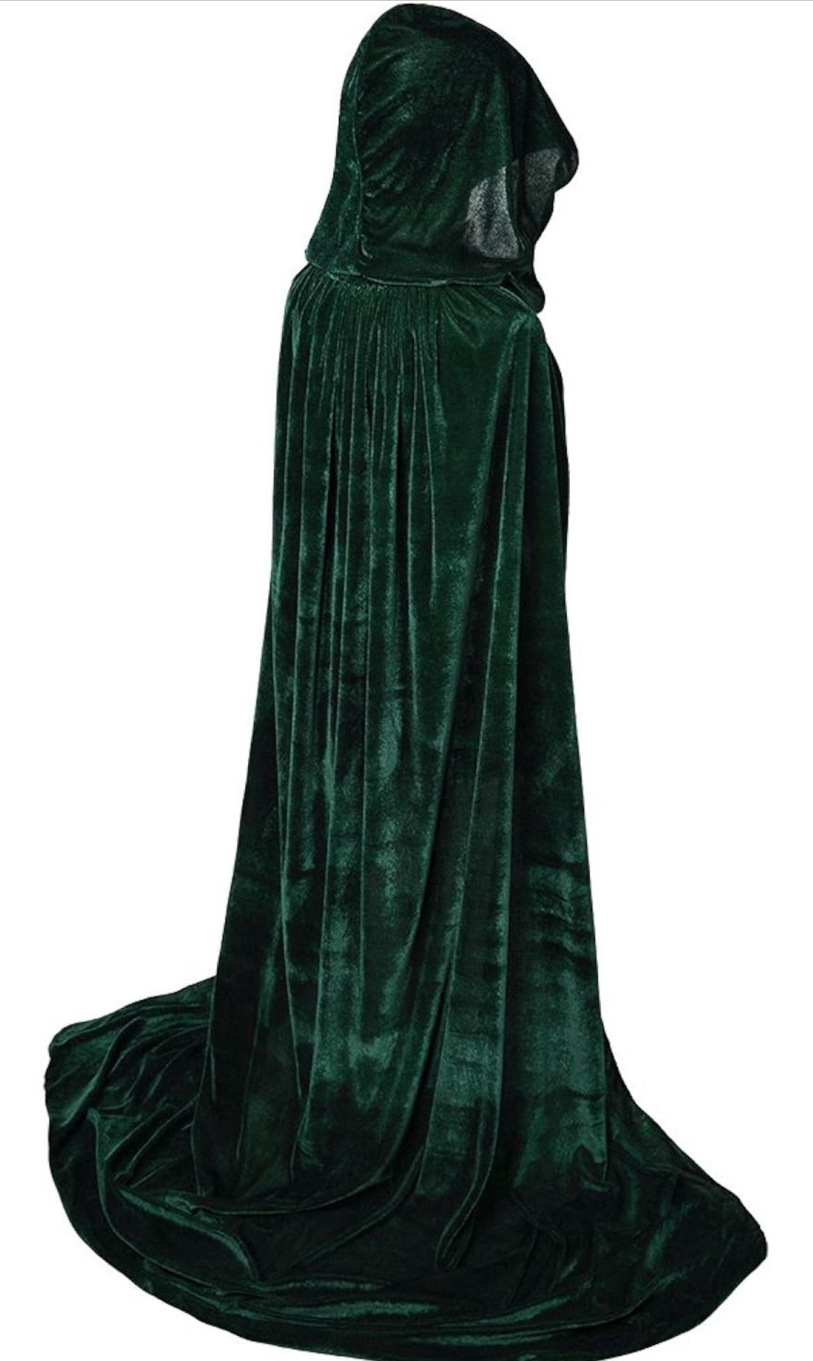 Green Full Length Hooded Velvet Renaissance Cloak, 170 CM, 75 Inches *BRAND NEW*