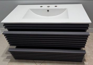Modway Render 30" Wall-Mount Bathroom Vanity in Charcoal White